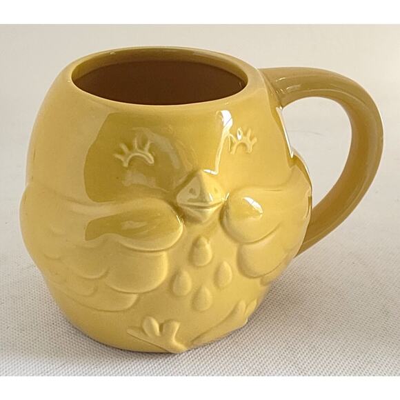 MUG/CUP-Lemon Yellow-Bird 3-D Embossed Design-Holds 12 oz (1.5 cups) - Picture 1 of 10